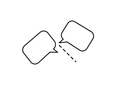 Two speech bubbles connected by a dotted line