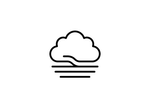 Minimalist weather icon showing cloud with rain lines