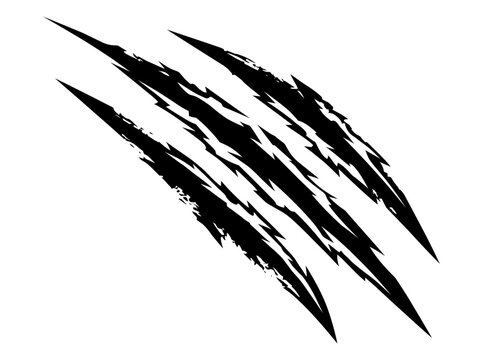 Set of claw marks, animal scratch, wild beast slash, sharp nails tearing through surface, aggressive predator damage