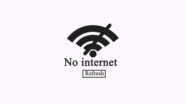Black no internet connection icon with a wifi signal symbol and a refresh button for web browser error page display or digital device network status design