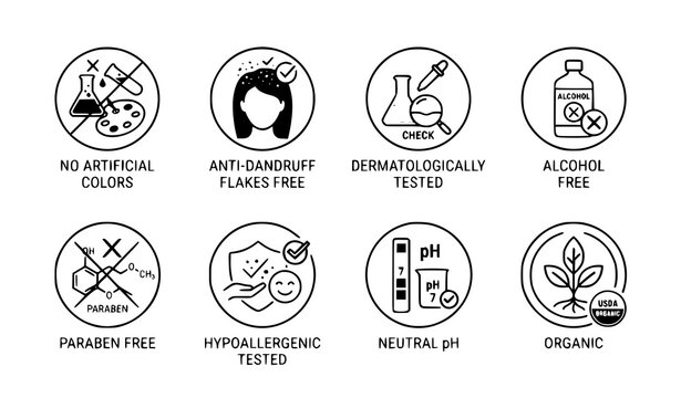 Cosmetic Label Line Icon Set Skincare Product Natural Organic Vector Collection Editable Stroke