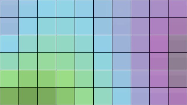 Colorful gradient squares arranged in a grid pattern transition from purple to green.