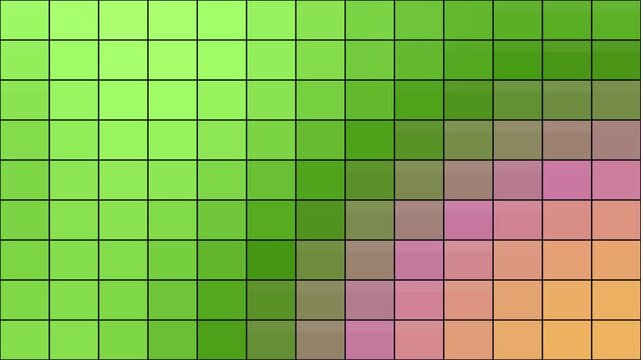 Pixel art style grid featuring gradient color transitions across multiple squares in various shades