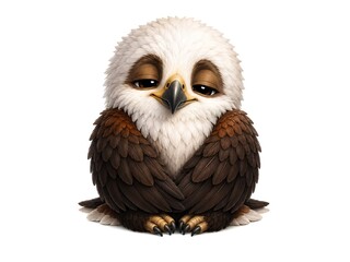 Fototapeta premium Sleepy Baby African Fish Eagle with Wrapped Wings