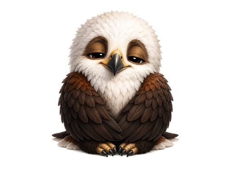 Sleepy Baby African Fish Eagle with Wrapped Wings