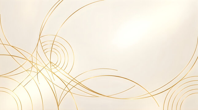 Gold line abstract background, with intersecting circular, arcs and curves