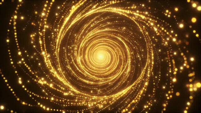 金のスパイラルの黒背景ループ背景動画