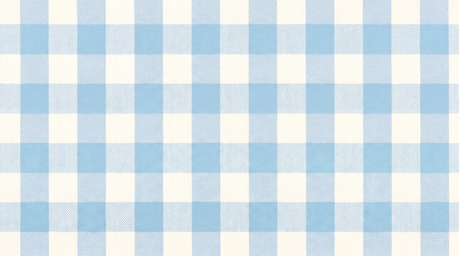Blue gingham blanket picnic background creates calm autumn texture. Cosy vintage plaid fabric pattern. abstract chequered texture check, gingham tablecloth, fall