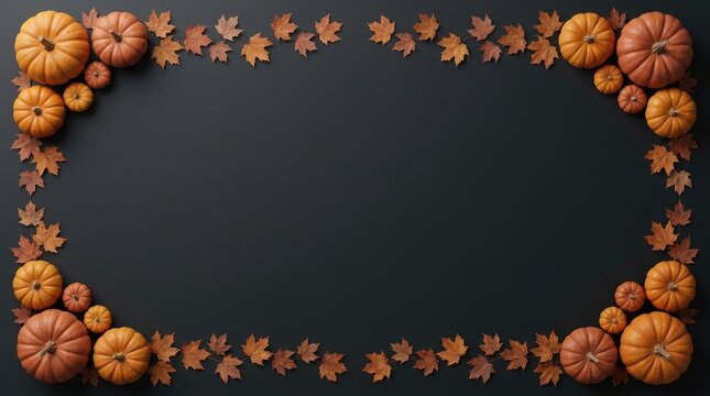 Autumn floral border with dried flowers and leaves