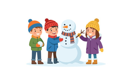 Fototapeta premium Children building a snowman