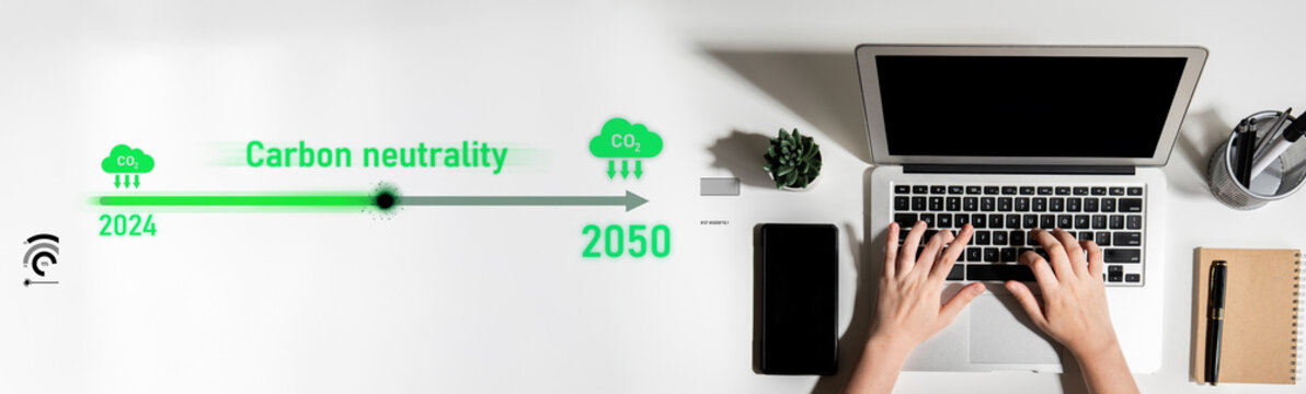 Carbon neutrality timeline illustrates carbon, neutrality, and reduction targets from 2024 to 2050 to support global sustainability and green initiatives Latch