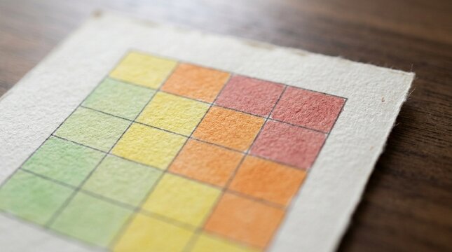 Risk Matrix Chart Close-Up Showing an Abstract Grid of Colored Quadrants - Business Risk Matrix Concept