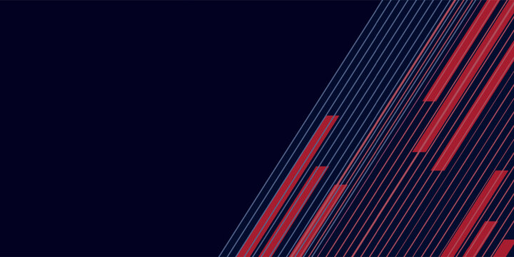 Abstract dark blue background with dynamic red diagonal geometric lines for modern tech and sport banner design