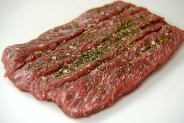 Fototapeta premium Raw Seasoned Beef Skirt Steak Ready for Cooking