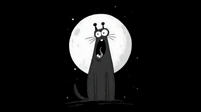 Charming wolf beneath enormous moon 