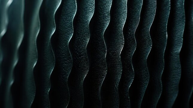 Dark wave textured metal abstract background with vertical ripples