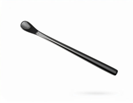 Black Long Handle Stirring Spoon Isolated on White
