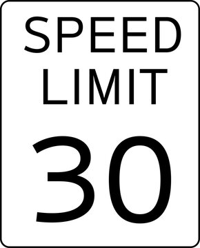 Speed Limit 30 mph Traffic Sign, Speed Limit 30 miles per hour Road Sign