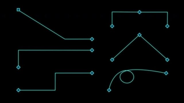 Digital Blue Connection Path Animation Bundle Showing Continuous Glowing Movement Between Two Points for Technology Media