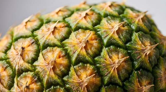 Extreme macro shot of pineapple skin texture showing intricate geometric patterns and details