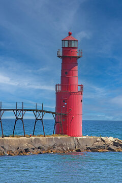 Algoma Pierhead Lighthouse  south of Door County currently being restored in Sturgeon Bay Wisconsin