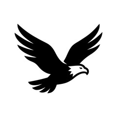 Obraz premium Minimalist Black and White Eagle Silhouette Vector Icon