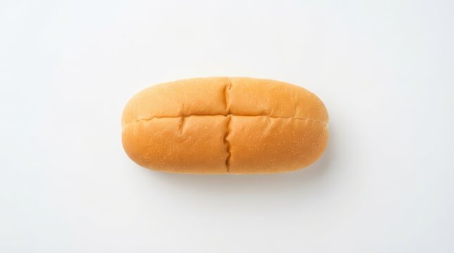 A single fresh bread roll isolated on white background