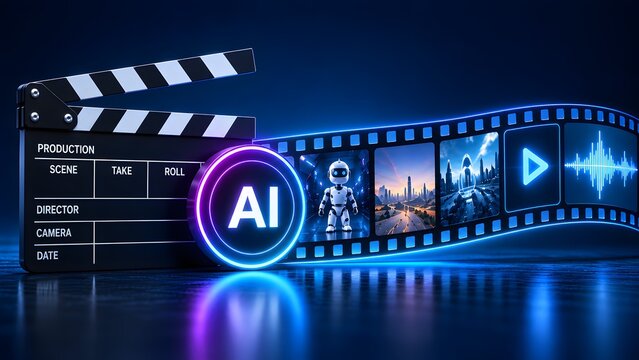 Artificial intelligence clapperboard and film strip for automated video generation