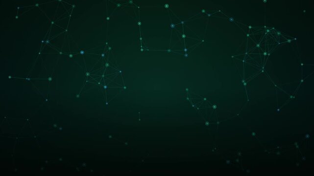 Abstract 4K emerald and cyber blue quantum matrix motion graphics background with orthogonal drift and full-screen pulse
