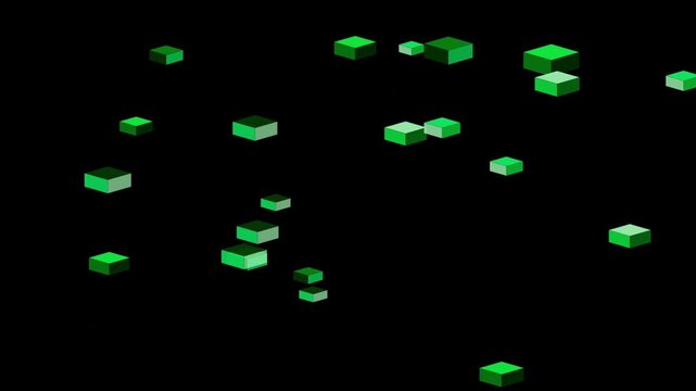 High-definition 1920x1080 15-second seamless abstract visual background featuring 3d isometric conveyor loop with a vivid emeraldmatrix color aesthetic. Ideal for VJ loops, video editing, presentation