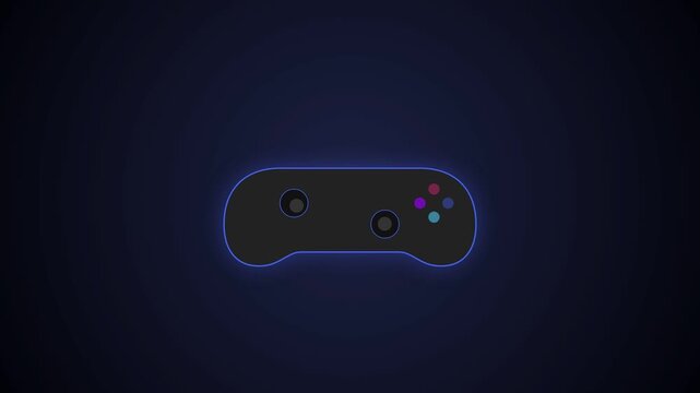 Glowing neon game controller pattern on dark background