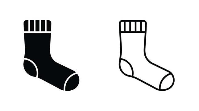 Black and white sock silhouettes on a white background