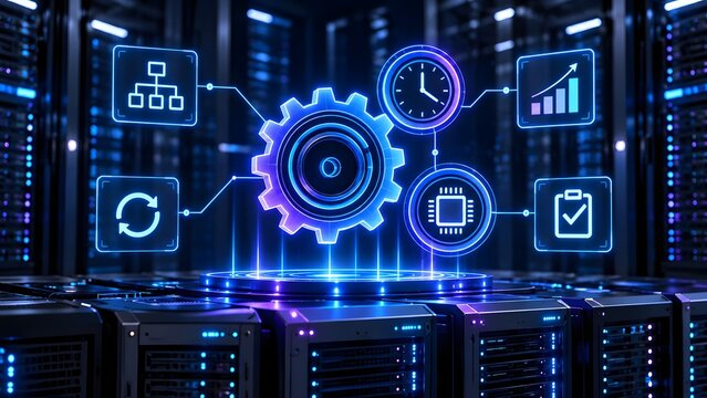 IT Infrastructure Automation Gear Optimizing Server Processing Workflows and System Analytics