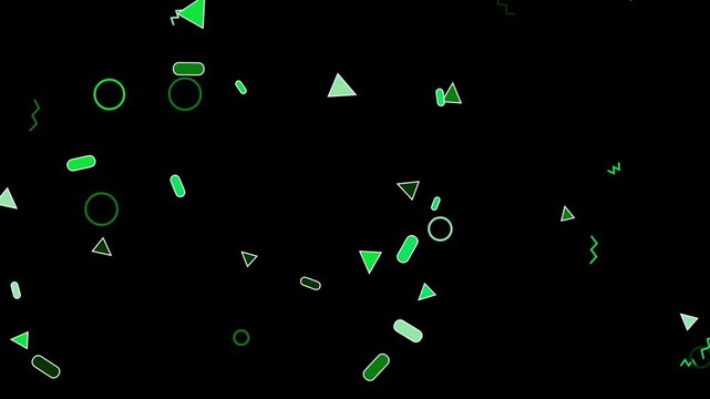 High-definition 1920x1080 15-second seamless abstract visual background featuring 80s memphis pop bounce pattern with a vivid emeraldmatrix color aesthetic. Ideal for VJ loops, video editing