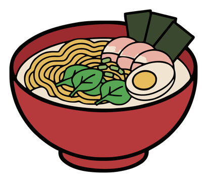 Japanese ramen noodle bowl perspective view illustra.... Generative AI
