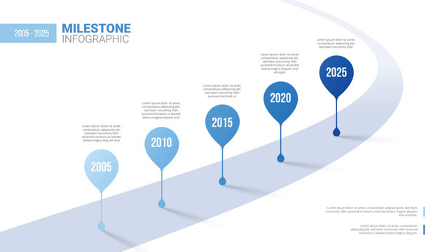 5 Steps Modern milestone diagram with road journey concept, presentation vector infographic.