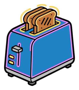 Modern kitchen toaster neon appliance perspective view. Generative AI