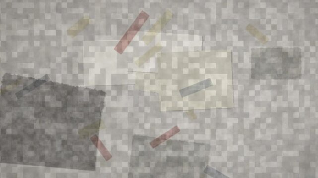 Vintage stop motion paper collage background featuring animated scraps of paper and washi tape