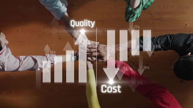 This image illustrates the relationship between quality and cost in business, showcasing metrics for effective decision-making and performance evaluation. Raster
