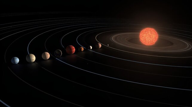 Distant solar system with multiple planets orbiting a bright star in deep space