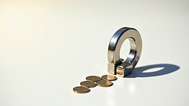 Magnet Attracts Coins Commercial Illustration