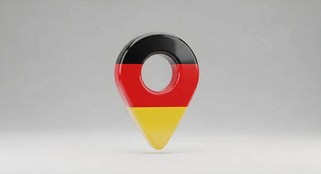 3D Rendered Germany Flag Location Pin Icon for Map Navigation and Travel Destination Marking Concept