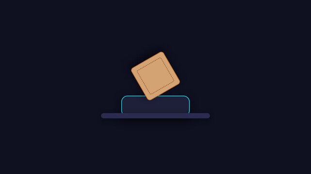 Minimalist 2D Animation of a Square Object Dropping into a Container.