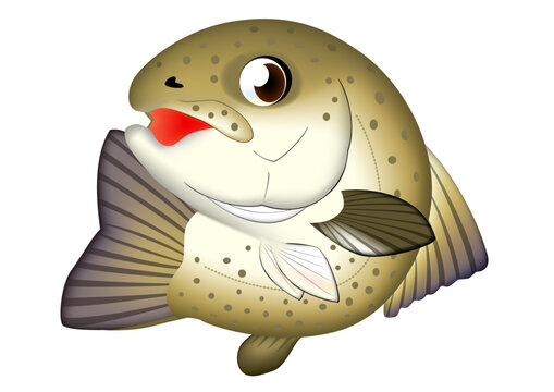 かわいい魚イラスト　イトウ　ベクター形式　白背景単体