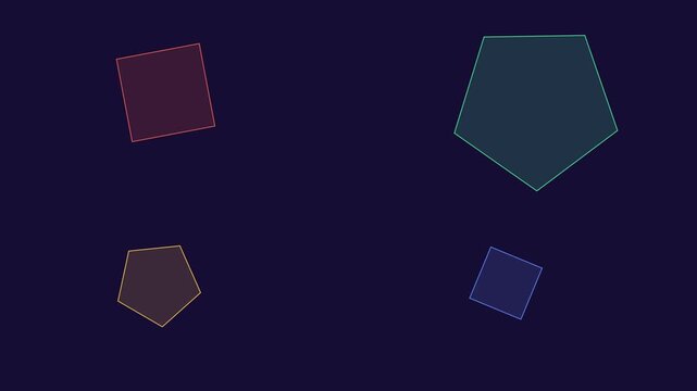 Four geometric shapes in flat design style with contrasting colors