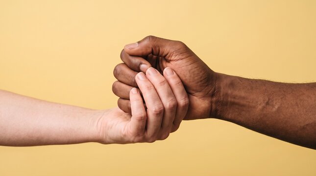 Diverse hands clasped together showing unity and connection