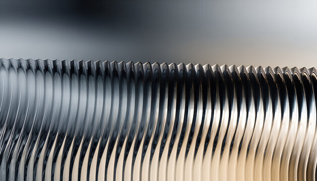 Close-up image of a metallic threaded rod showing sharp, precise ridges with a blurred background.