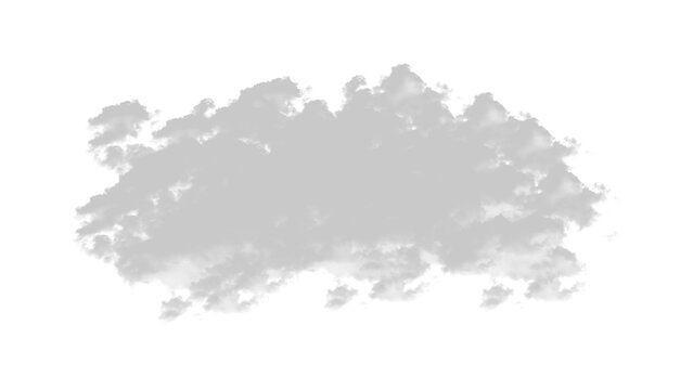 Soft gray cloud shape isolated element for digital design and compositing isolated on transparent background