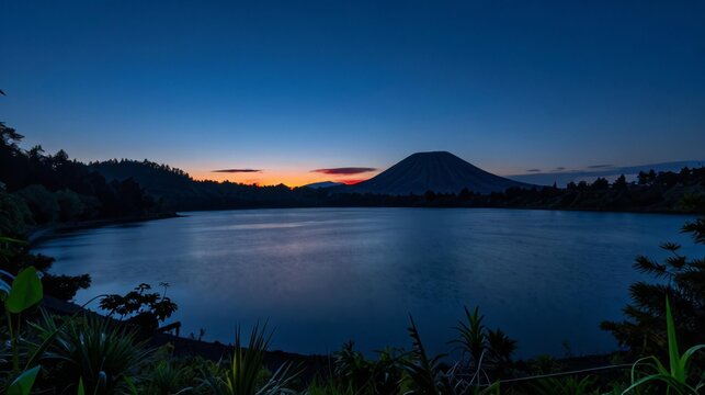 Blue Hour Lagoa das Sete Cidades Volcanic Lake Night