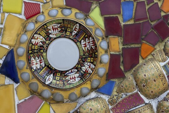Main chedi (Phra That) decorated with over 5 million colourful mosaic stones and ceramic pieces, Buddhist temple complex Wat Phra That Sorn Kaew, Khao Kho Mountains, Phetchabun Province, Isan, Thailand